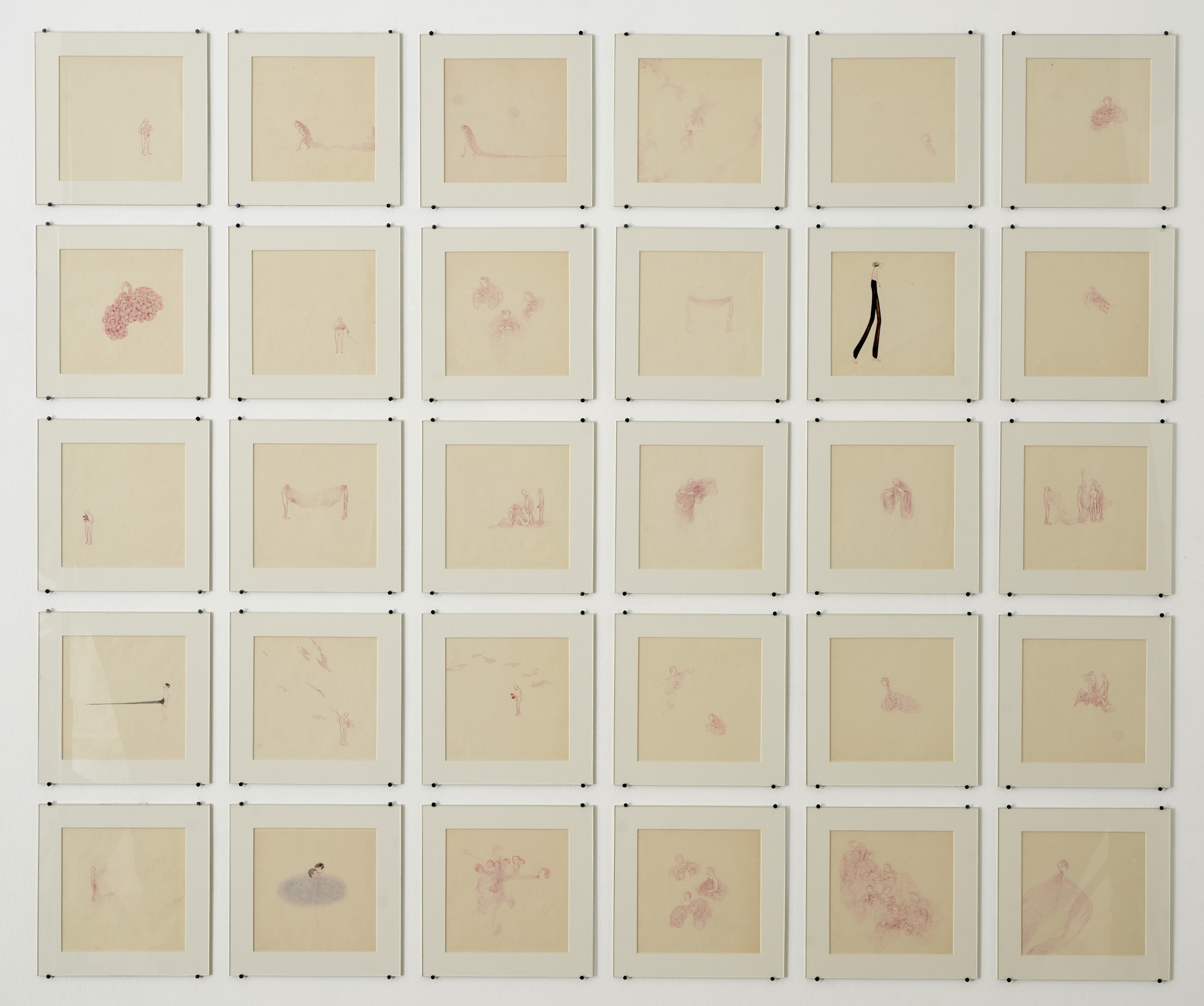 BUDDHADEV MUKHERJEE,&amp;nbsp;Untitled (30 works), 2016,&amp;nbsp;Chinese watercolour on Chinese rice paper

8 x 8 in / 20 x 20 cm