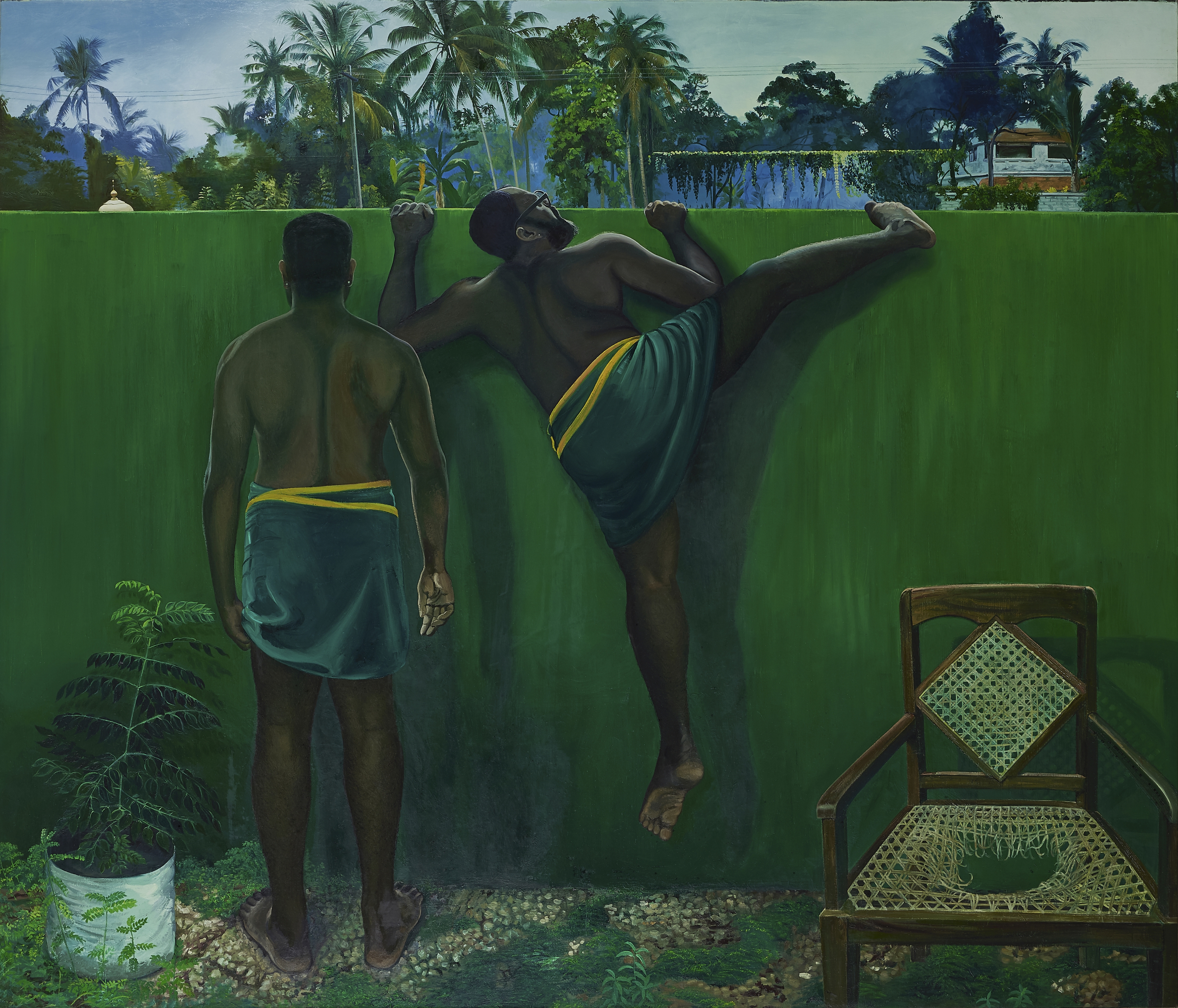 RATHEESH T., The Wall Between Us, 2020, oil on canvas,

72 x 84.4 in / 183 x 214.5 cm