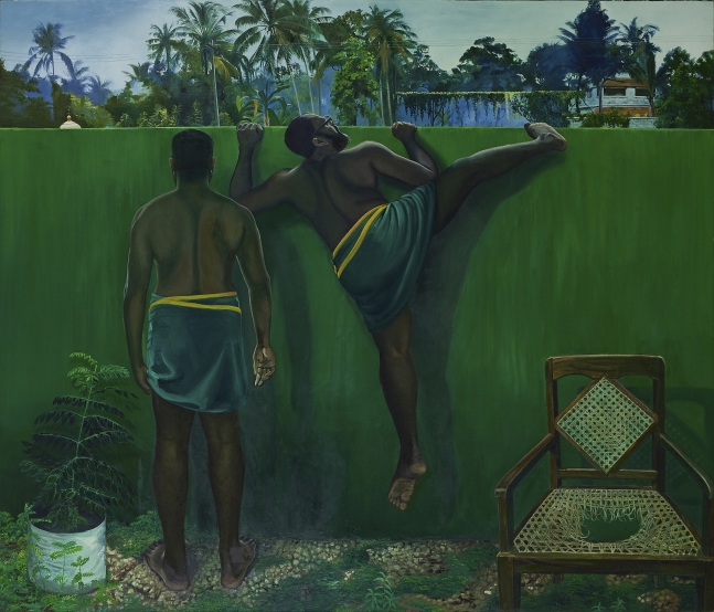 Ratheesh T., The Wall Between Us, 2020  Oil on canvas  72 x 84.4 in / 183 x 214.5 cm