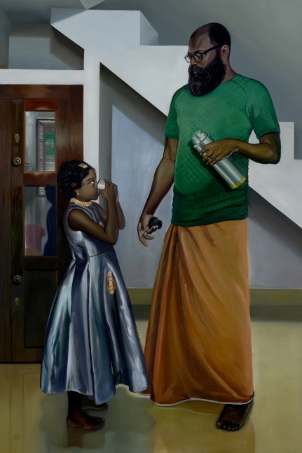 RATHEESH T.   Silent Dialogue, 2021  Oil on canvas  72 x 48.4 in / 183 x 123 cm